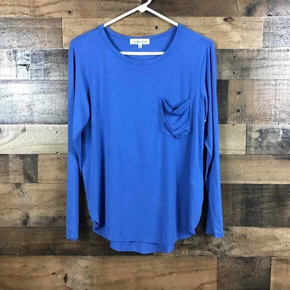 Another Love Women’s Small Blue Pullover Long Sleeve Top Pocket Stretch NWOT - Picture 15 of 15